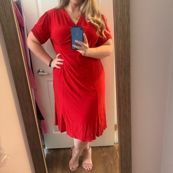 NWOT / Kim & Co. / Red / Stretch / Midi Dress - Picture 12 of 12